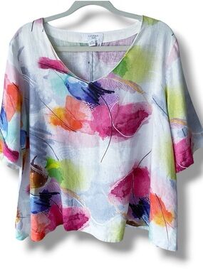 Luukaa Maya Linen Top in Multicolour LK Size 3/US Size 10